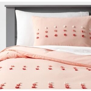 Pillowfort Kids Duvet Cover Set Pink Pom Pom Bedding Full/Queen Size NEW